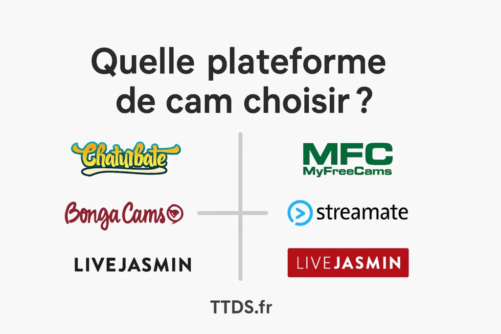 Comparatif des principales plateformes de webcam pour créateurs de contenu adulte (Chaturbate, MFC, Bongacam, Streamate, LiveJasmin)